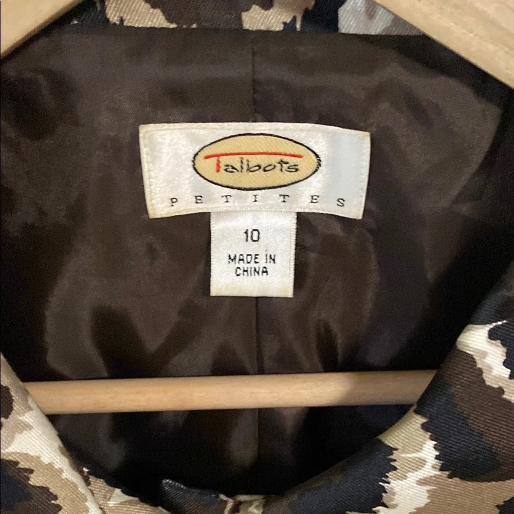 Talbots Brown and Tan Blazer Structured Fit Silk and Wool Excellent Condition